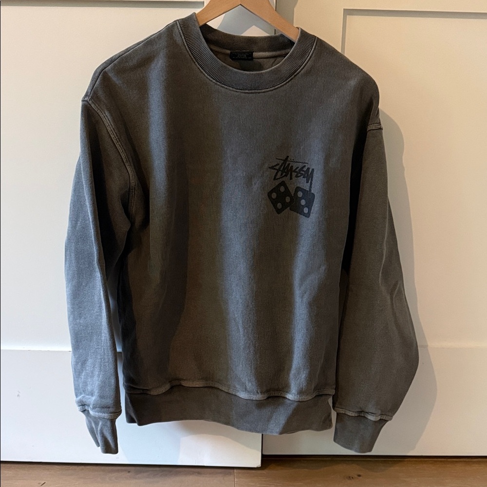 Stussy Grey Vintage Wash Crewneck Sweatshirt